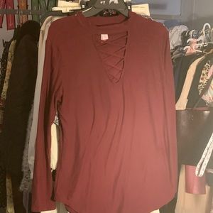 No Boundaries long sleeve top size XL. Crisscross opening in front